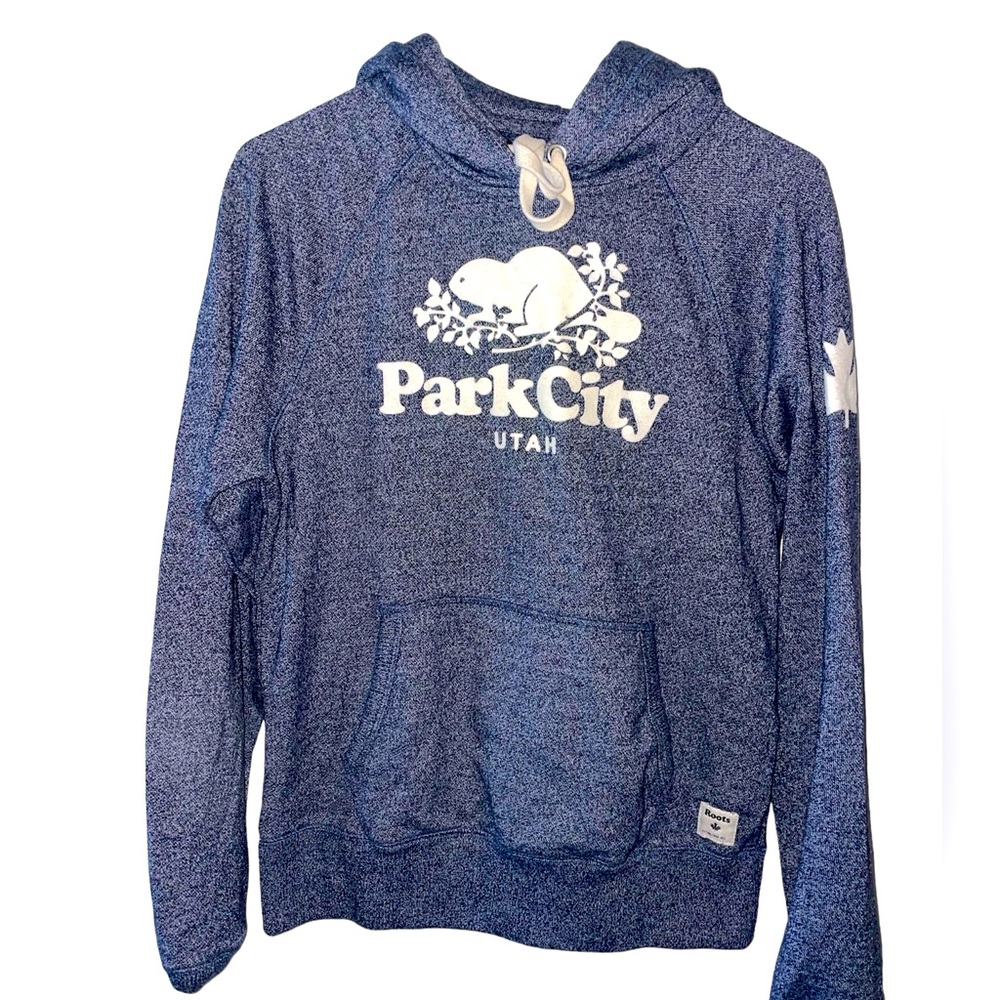 Roots Heather Navy Blue Park City Utah Pullover Hoodie